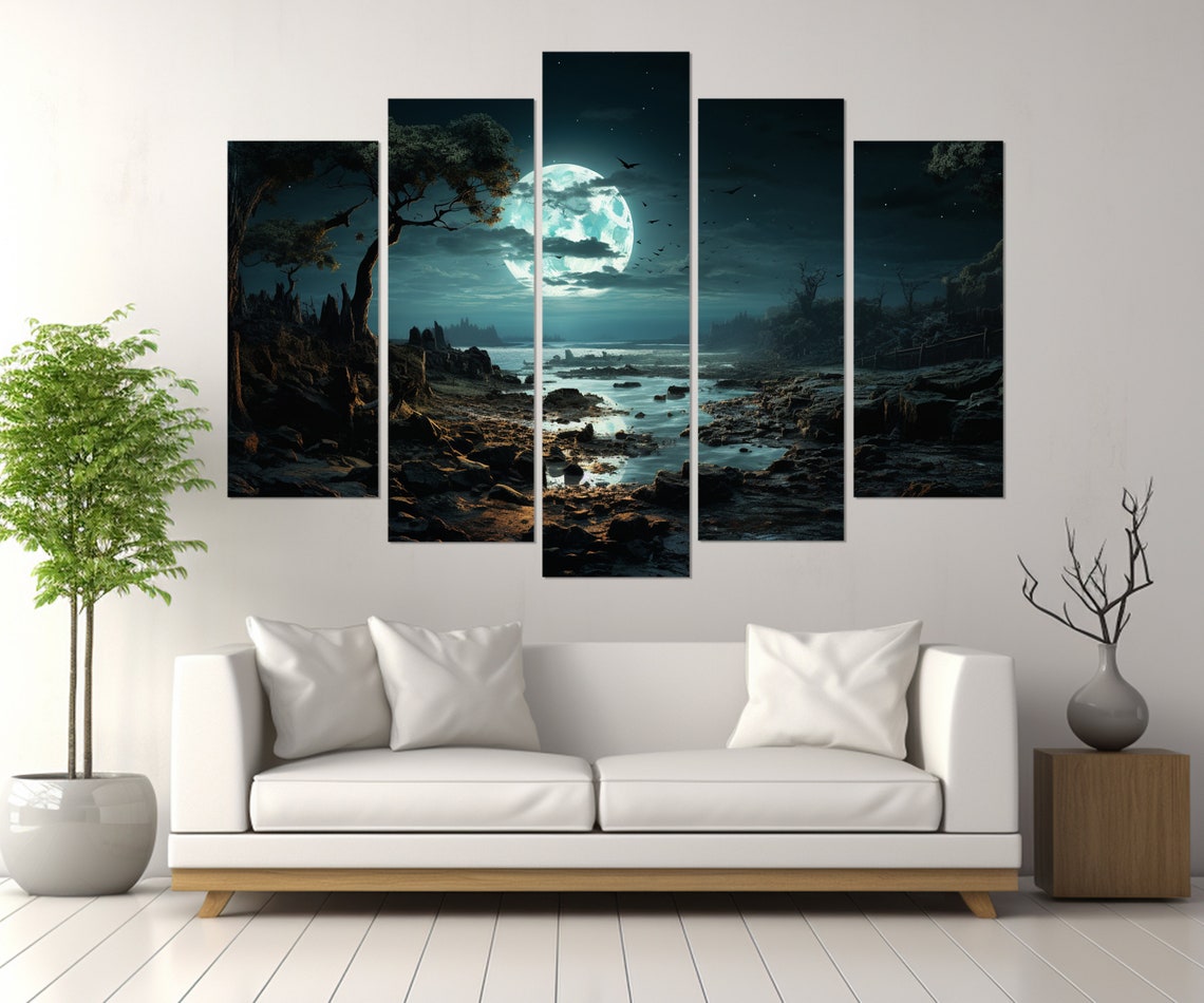 Full Moon Gothic Landscape Print Vintage Gothic Painting Gothic Wall Art Framed And Ready To Hang - Image 3