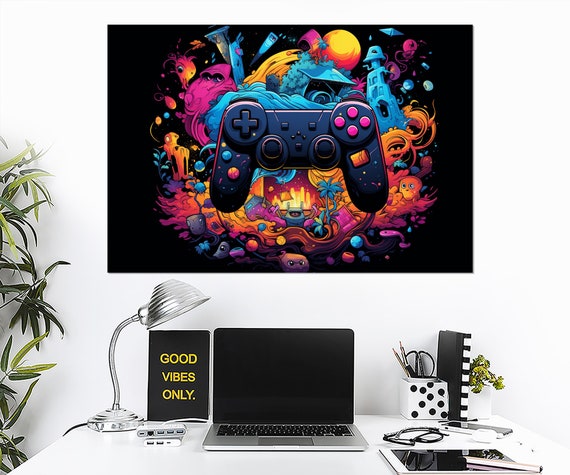 Gaming Wall Art Abstract Gamepad Print Teen Room Decor Gamer Gift Streamer Gift Gaming Room Decor Framed And Ready To Hang