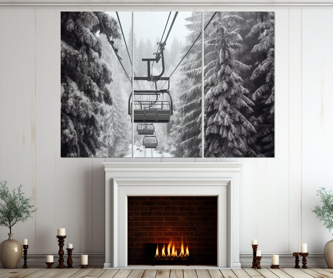 Scenic Ski Lift Winter Cable Car Travel Poster - Image 2