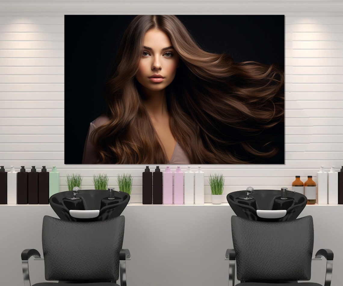 Fashion Wall Art Beauty Saloon Wall Decor Girl With Beautiful Hair Print Hairdresser Gift Framed And Ready To Hang - Image 4
