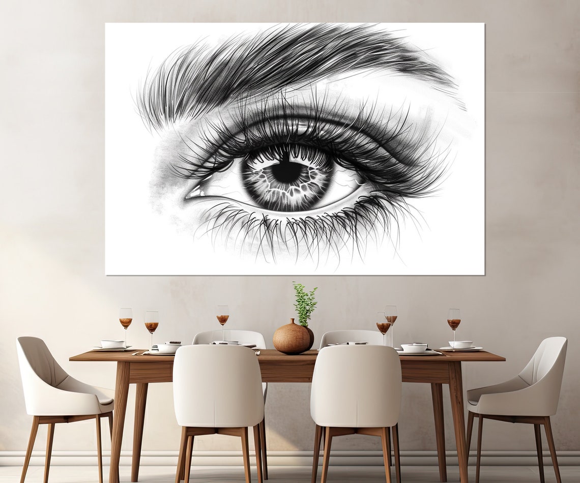 Bold Black and White Woman Eye Lashes Triptych Beauty Studio Wall Art - Image 2