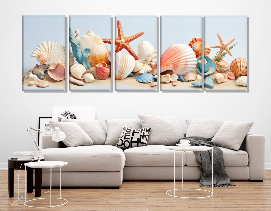 Minimalist Nautical Seashells Ocean Wall Art Print - Image 3