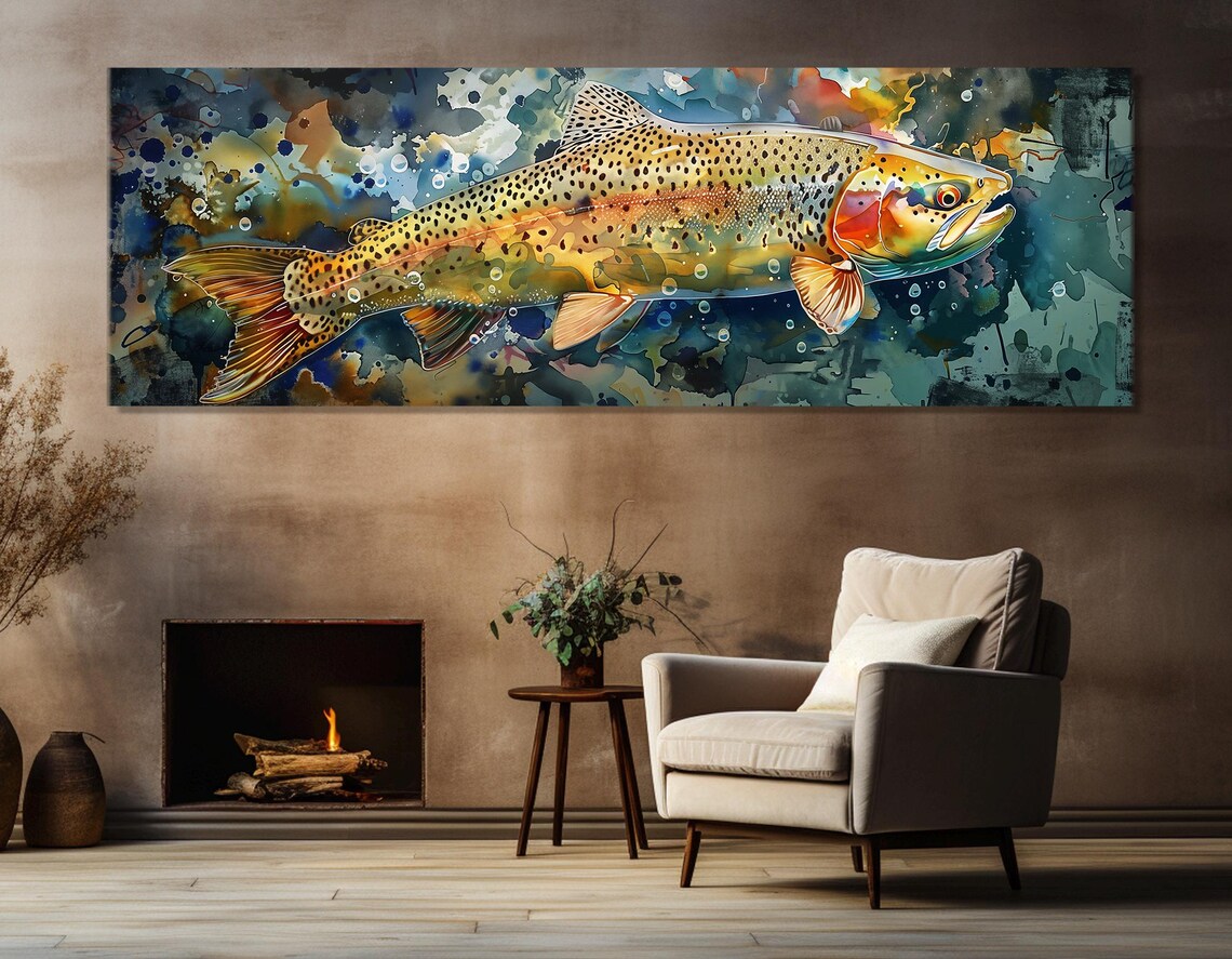 Rainbow Trout Fishing Art Print, Fisherman Gift