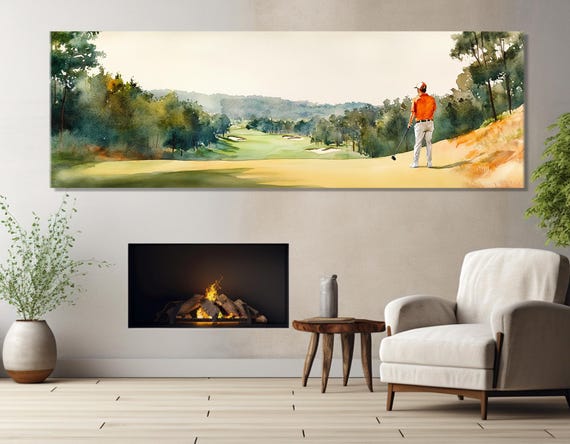 Golf Watercolor Painting Print Golf Player Gift Golf Wall Art Golf Club Decor Man Cave Wall Decor Framed And Ready To Hang