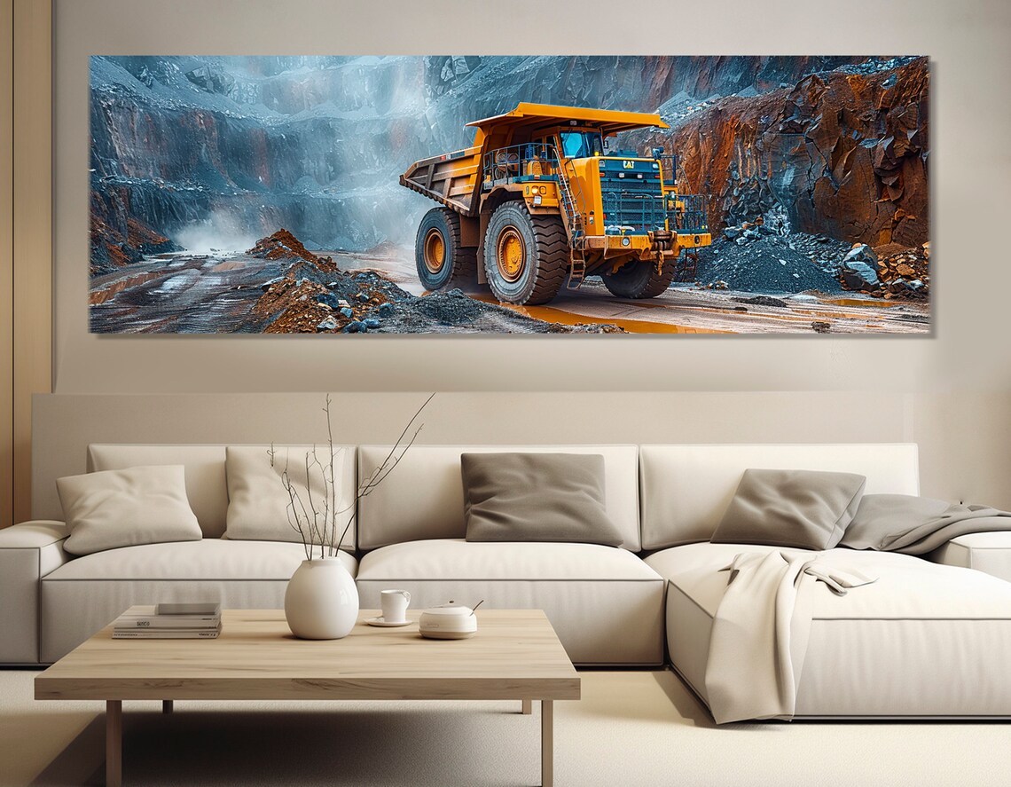 Construction Wall Art Large Yellow Dump Truck Print Construction Truck Print Constructor Gift Framed And Ready To Hang - Image 2