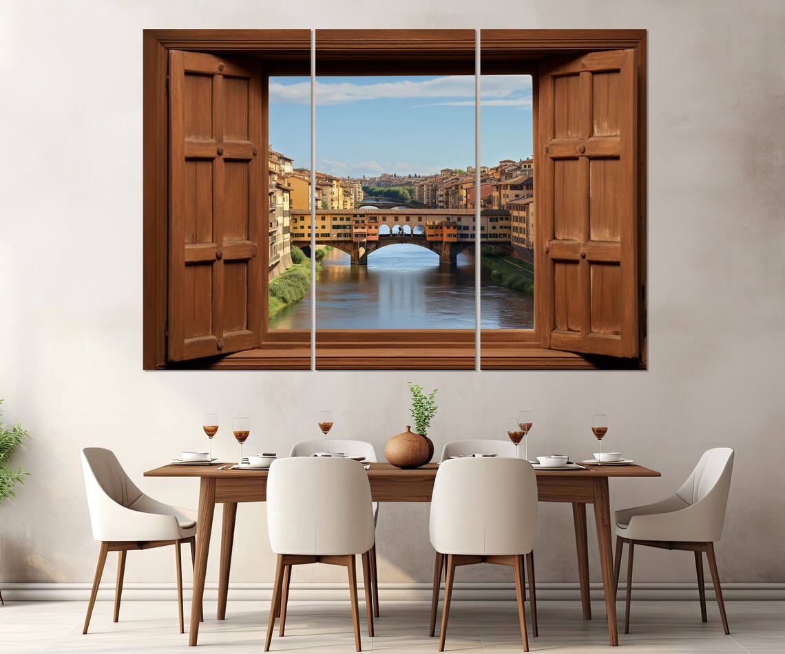 Open Window With Ponte Vecchio Florence View - Image 3