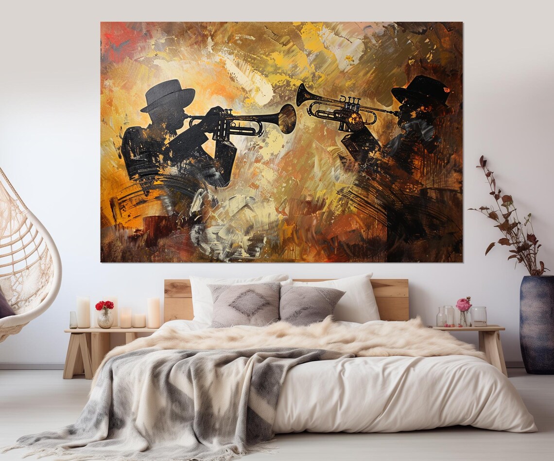 Trumpeters Abstract Music Art Print, Jazz Wall Art - Image 2