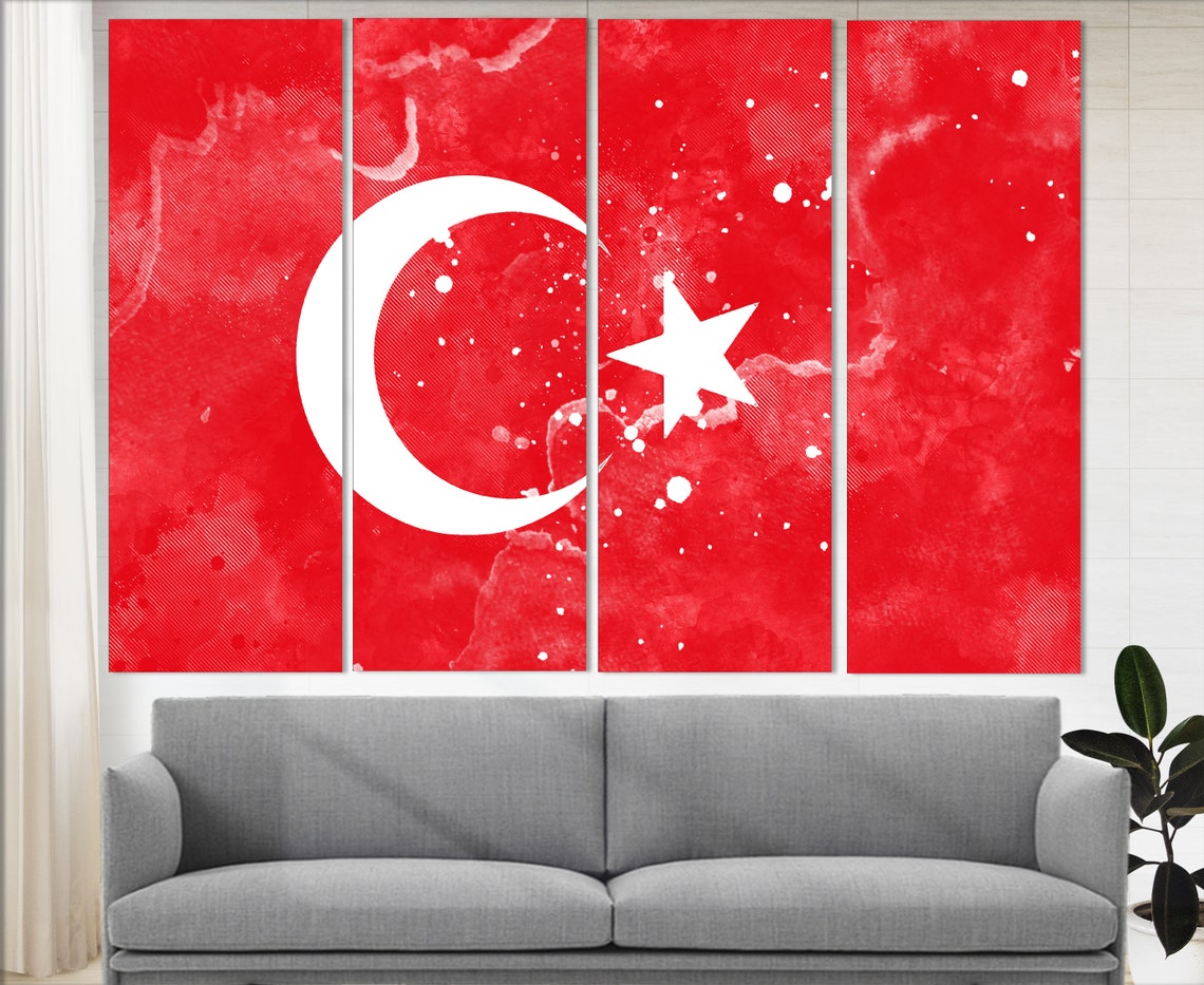 Turkey Flag Grunge Watercolor Red Crescent Moon Star Turkish Poster - Image 4