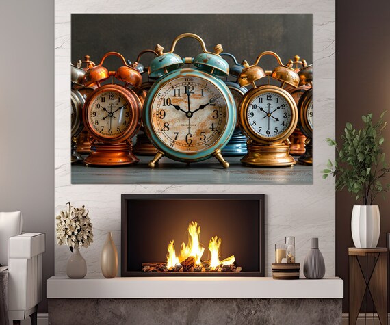 Retro Alarm Clocks Print Antique Shop Decor Watchmaker Gift Vintage Wall Art Watch Repairer Gift Framed And Ready To Hang