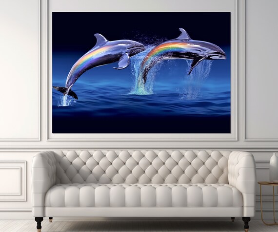 Jumping Dolphins, Modern Wall Decor