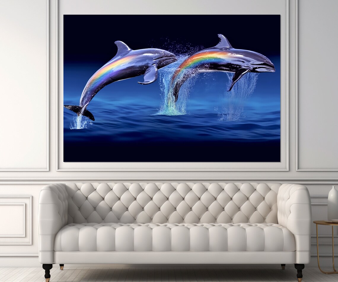 Jumping Dolphins, Modern Wall Decor