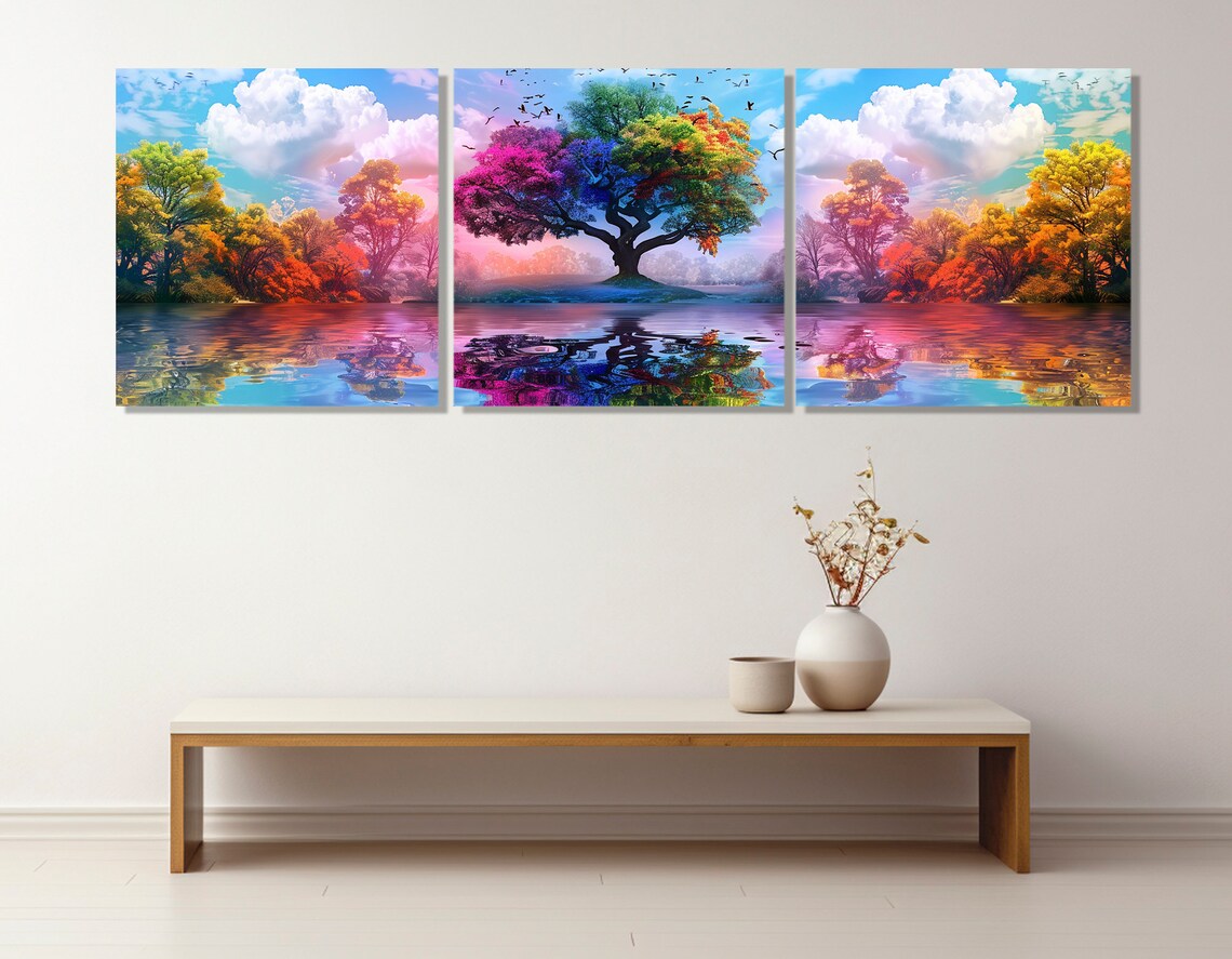Surrealistic Colorful Tree Print Abstract Tree Painting Surreal Nature Wall Art Tree Art Framed And Ready To Hang - Image 4