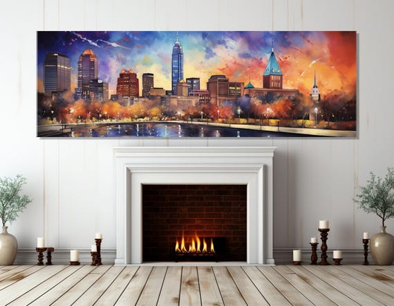 Abstract Indianapolis Painting Print Indianapolis Wall Art Indianapolis Poster Framed Ready To Hang