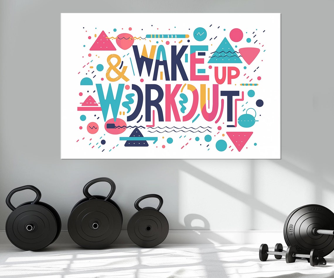 Wake Up And Work Out Print Minimalist Gym Wall Decor Fitness Girl Gift Fitness Motivation Fitness Poster Framed Ready To Hang - Image 3