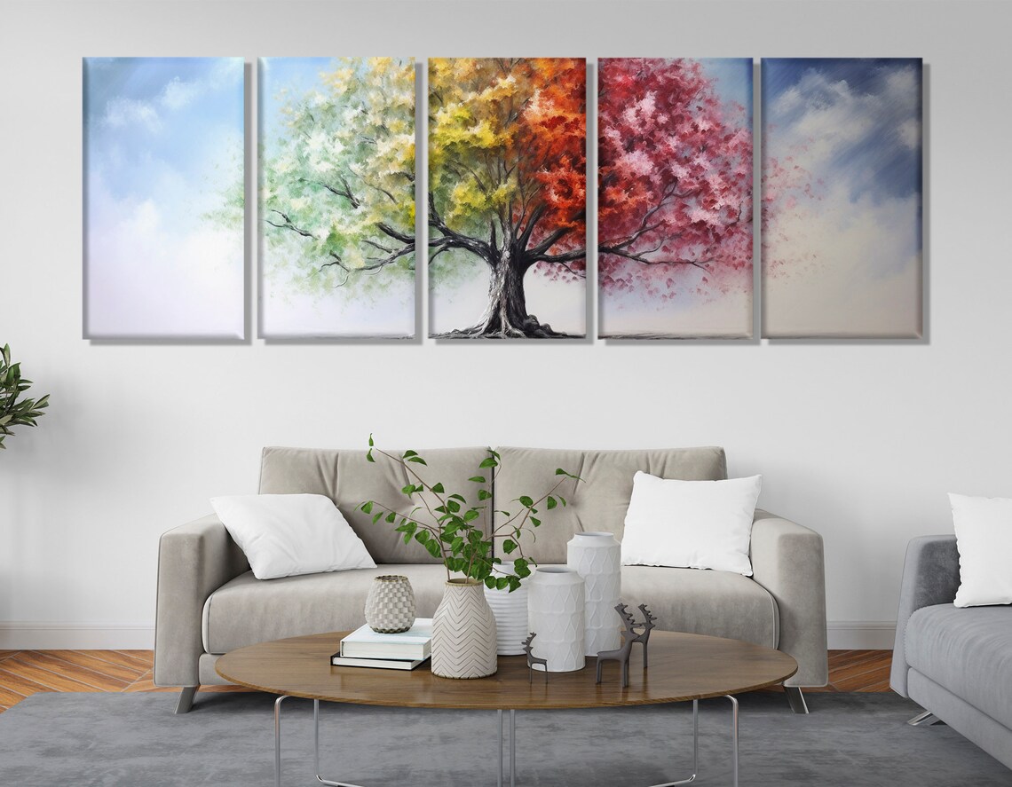 Colorful Season Tree Abstract Art Print, Four Seasons - Image 3