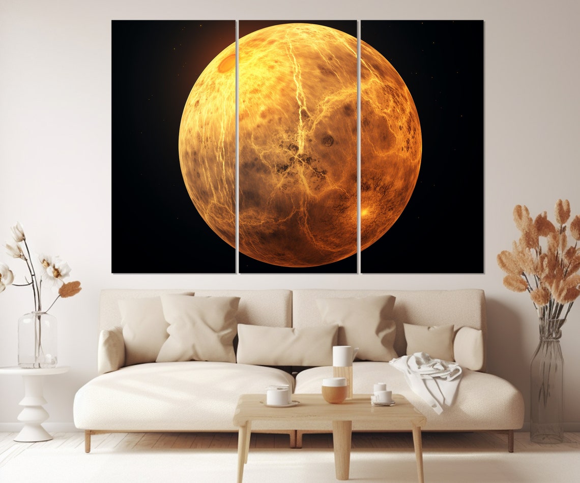 Glowing Orange Venus Planet Dramatic Space Astronomy Wall Art Poster - Image 2