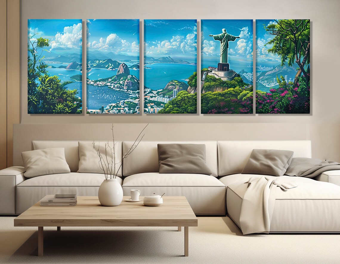 Rio De Janeiro Christ Redeemer Sugarloaf Bay Blue Sky Travel Poster - Image 3
