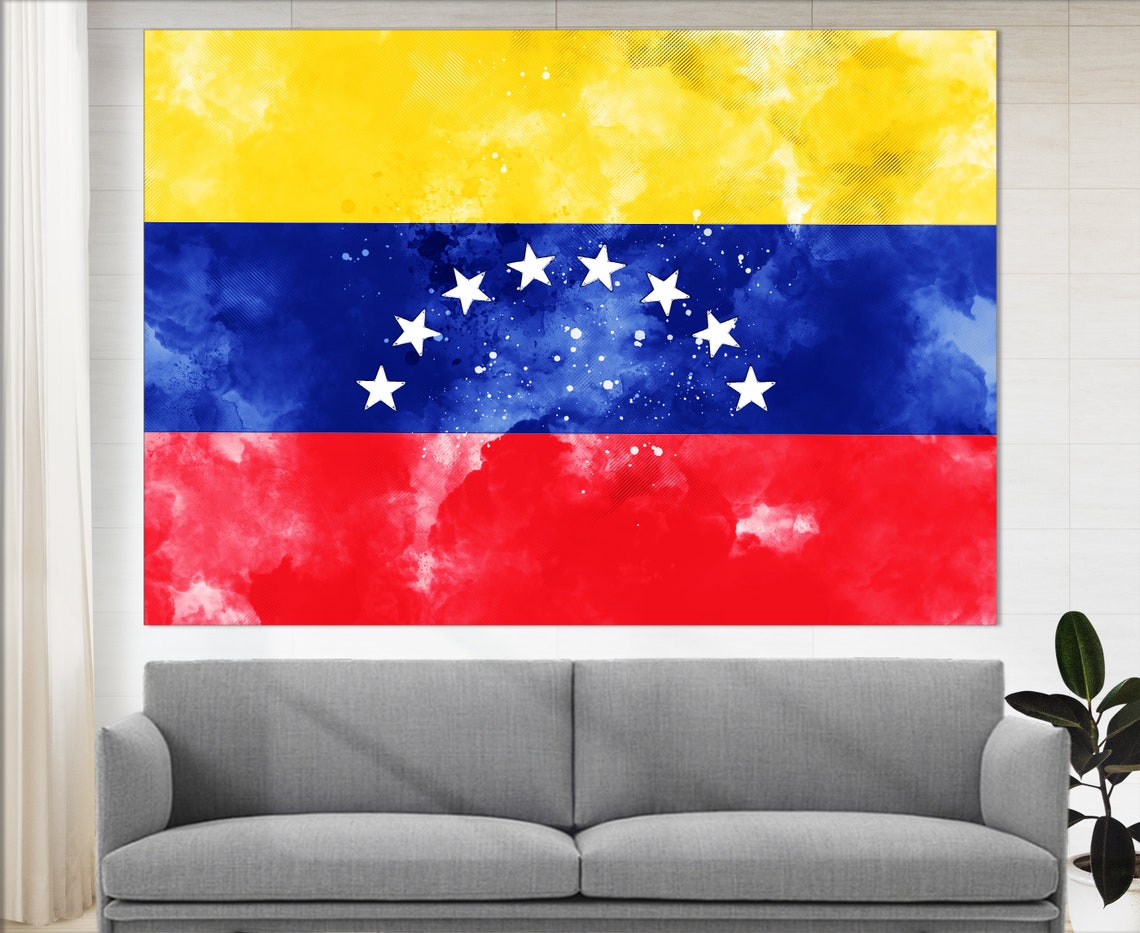 Venezuela Flag Grunge Watercolor Yellow Blue Red Stars Poster