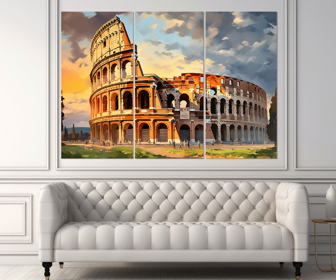 Colosseum Rome Sunset Painterly Architecture Ancient Ruins Wall Poster - Image 4