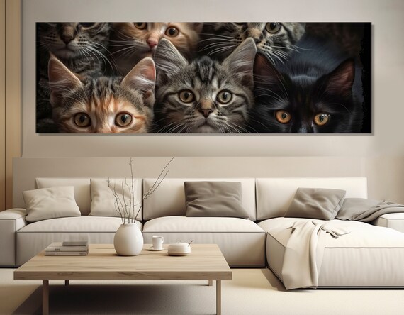 Cute Kittens Close Up Curious Faces Funny Cats Portrait Wall Art Poster