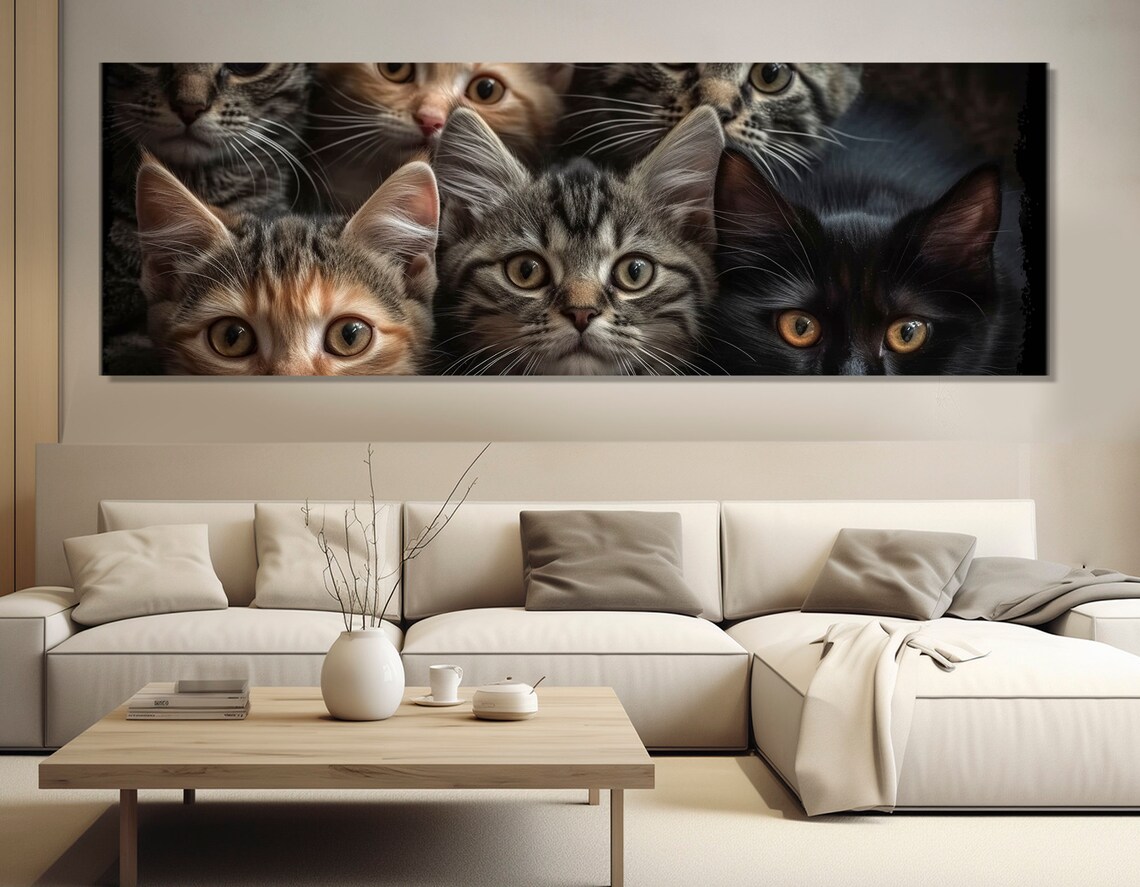 Cute Kittens Close Up Curious Faces Funny Cats Portrait Wall Art Poster