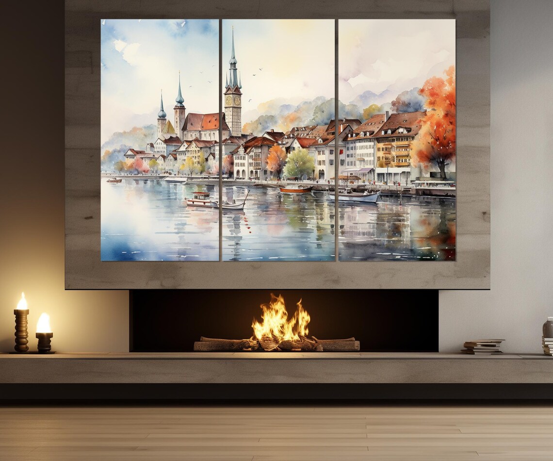 Lucerne Old Town Abstract Travel Poster, Switzerland - Image 4