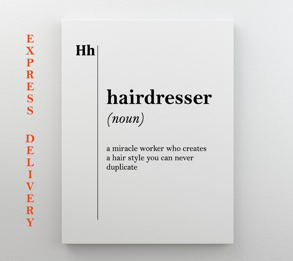 Hairdresser Art Definition Print Barber Gift For Stylist Coworker Decor Barbershop Wall Art Hairdresser Gift Professions Dictionary