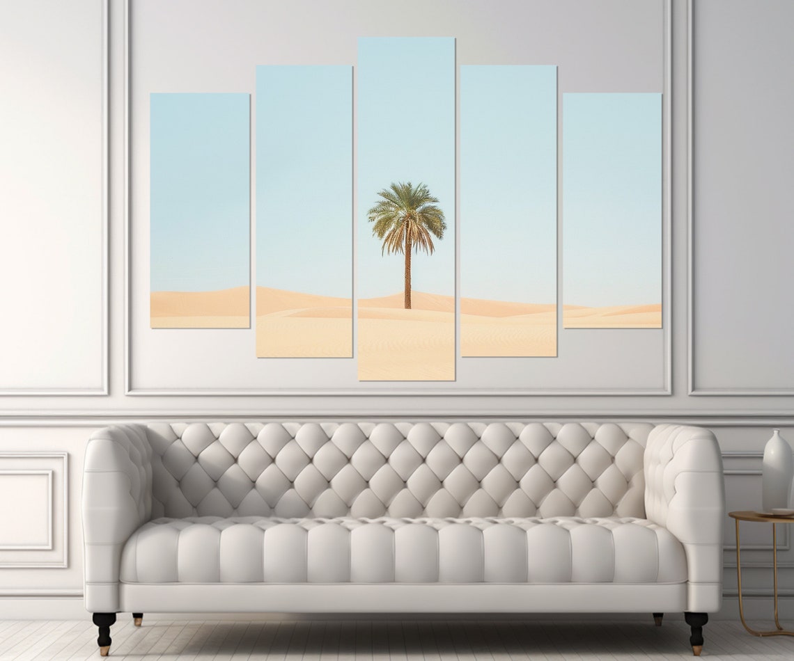 Lonely Palm Tree Desert Minimalist Tropical Sand Dunes Wall Poster - Image 3