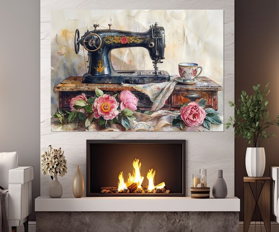 Vintage Sewing Machine Print Seamstress Gift Tailor Gift Framed And Ready To Hang