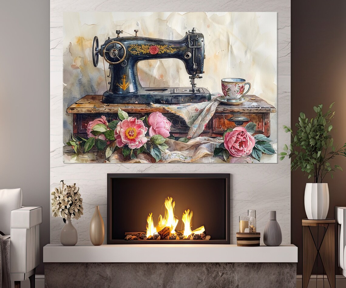 Vintage Sewing Machine Print Seamstress Gift Tailor Gift Framed And Ready To Hang