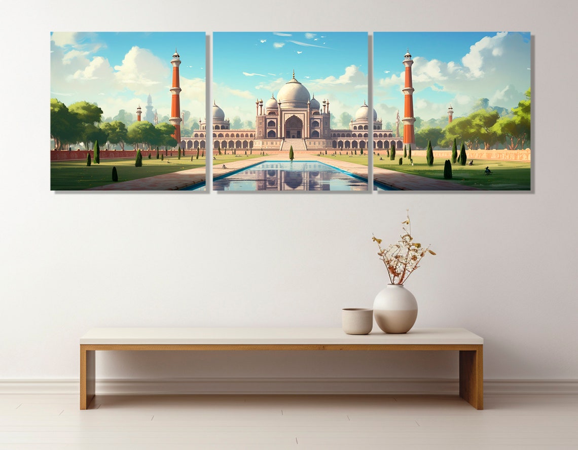Jama Masjid Delhi India Mosque Red Minarets Illustration Travel Poster - Image 2