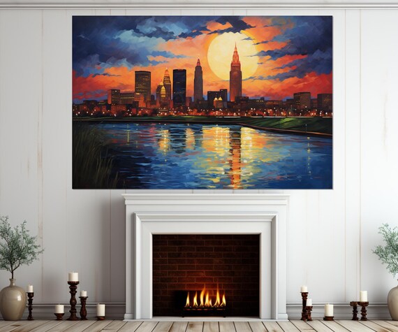 Abstract Cleveland Skyline Art Print, Travel Poster