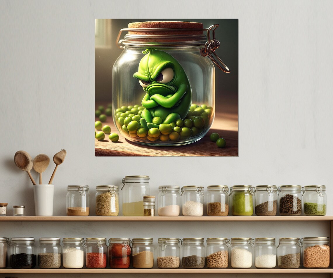 Sad Peas In A Jar Print Funny Kitchen Wall Decor Kitchen Wall Art Vegetables Poster Housewife Gift Framed Ready To Hang - Image 4