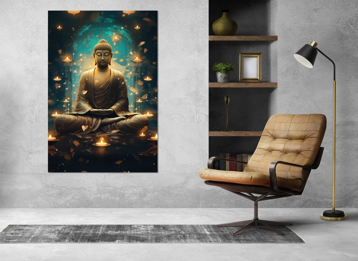 Buddha Print Buddhist Wall Art Buddha Painting Buddhist Gift Framed And Ready To Hang - Image 2
