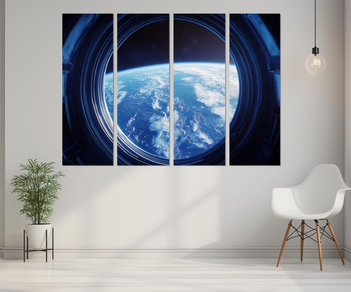 Spaceship Window View of Planet Earth Cupola Deep Blue Space Poster - Image 2