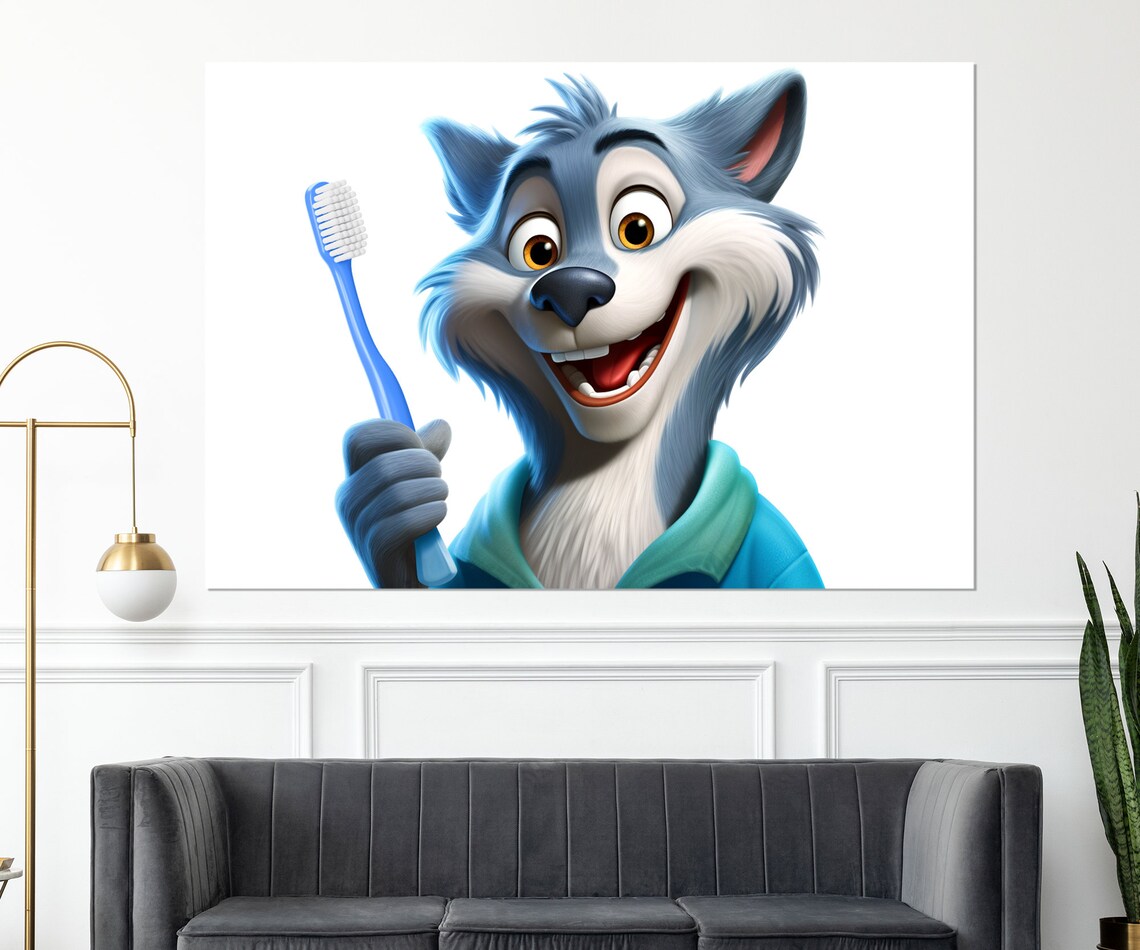 Wolf With a Toothbrush Art Print, Pediatric Dentistry - Image 4