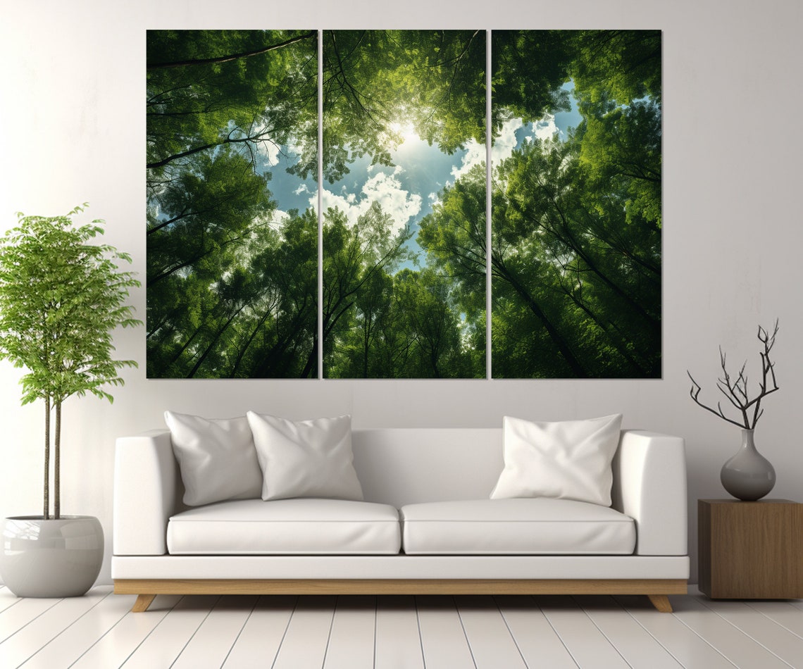 Sunlight Streaming Through A Lush Green Forest Canopy Poster - Image 3