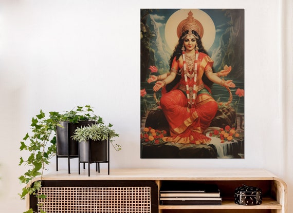 Vintage Indian Hindu Goddess Mata Matangi Painting Indian Goddess Print Indian Wall Art Framed Wall Art