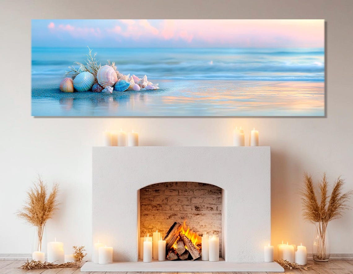 Pastel Seashells On Beach Sunset Soft Tones Ocean Shore Poster