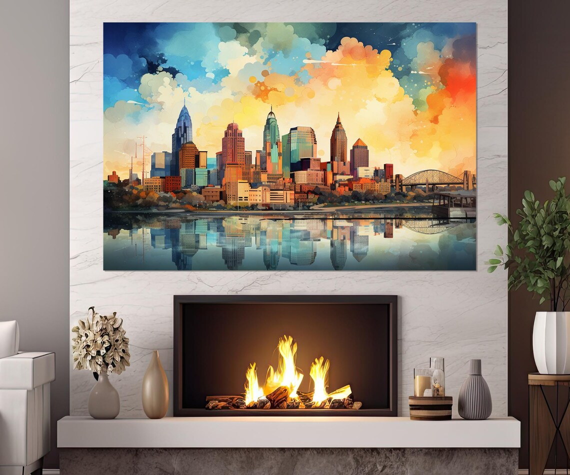 Kansas City Skyline Abstract Travel Poster, Missouri