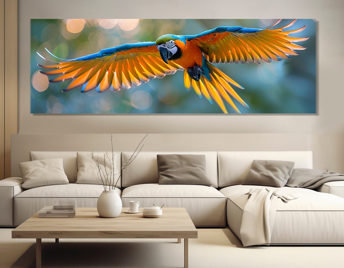 Blue And Gold Macaw In Flight Vibrant Parrot Wildlife Poster - Image 2