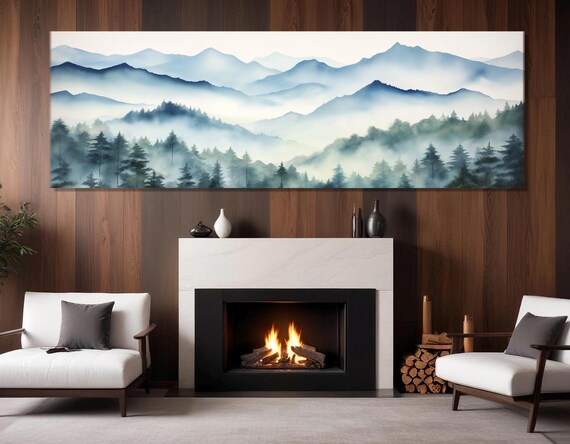 Blue Ridge Mountains National Park Painting Print Appalachian Highlands Misty Forest In Mountains Wall Art Framed Ready To Hang
