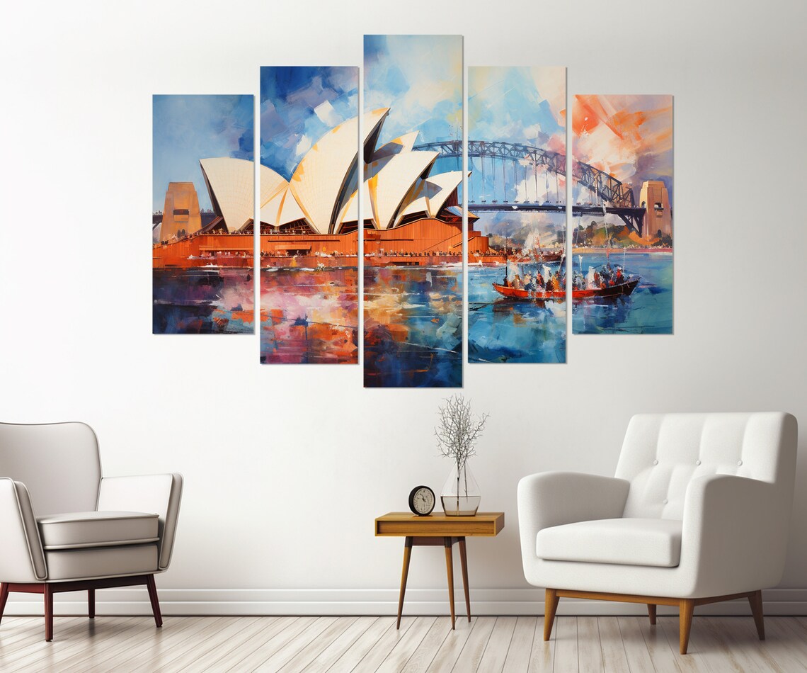Sydney Opera House Retro Oil Painting Poster, Australia - Image 2