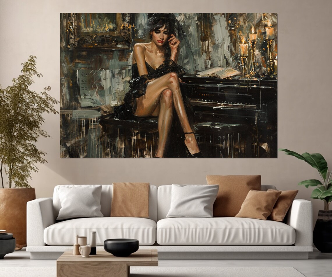Giovanni Boldini Style Woman and Piano Art Print