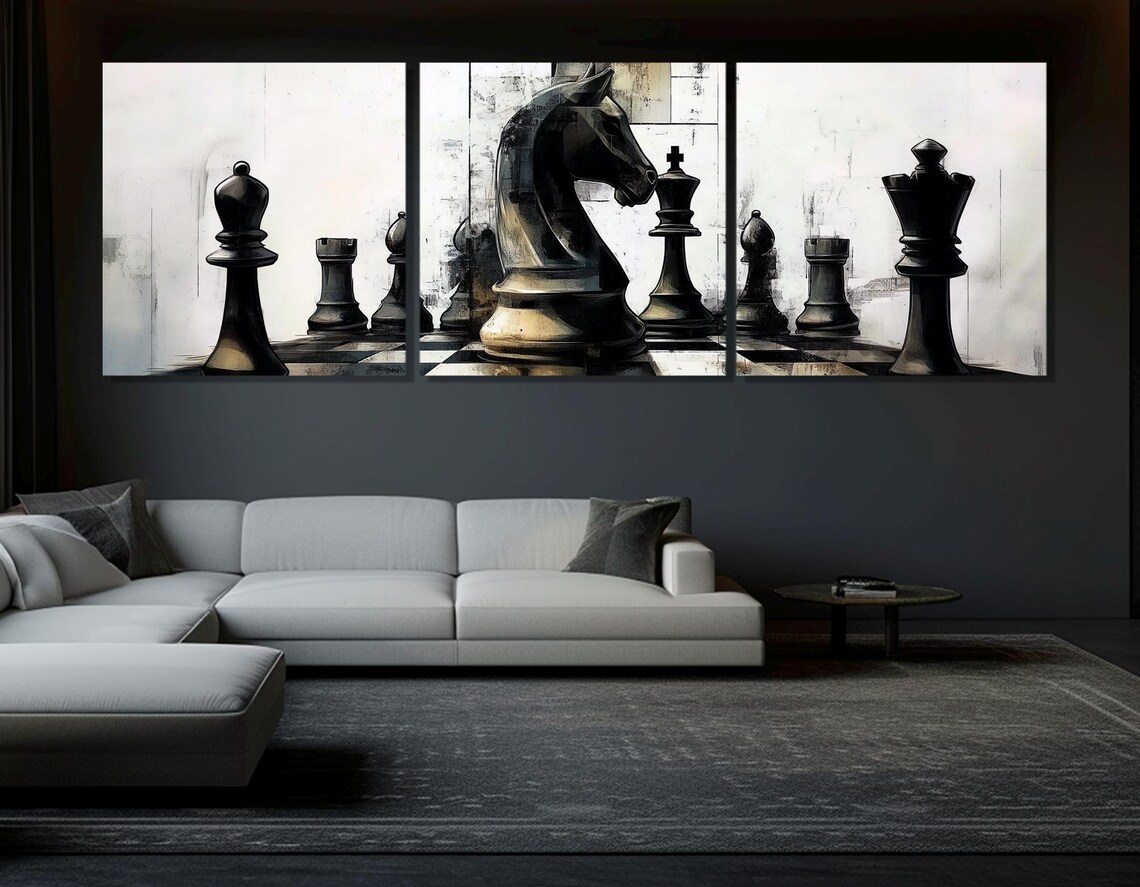 Abstract Chess Art Print, Chess Club Wall Decor - Image 4