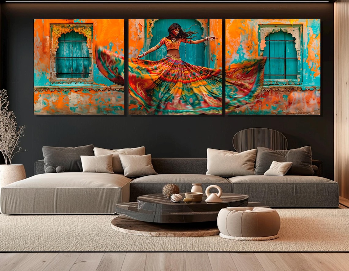 Rajasthan Indian Woman Dancing, Cultural Art Print - Image 3