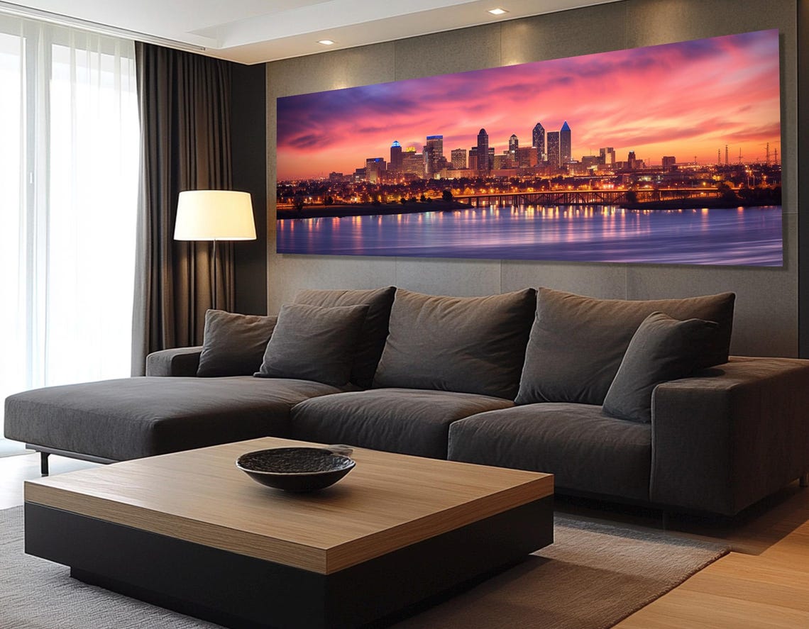 Fort Worth Sunset Skyline Over Trinity River With Pink Clouds Poster - Image 2