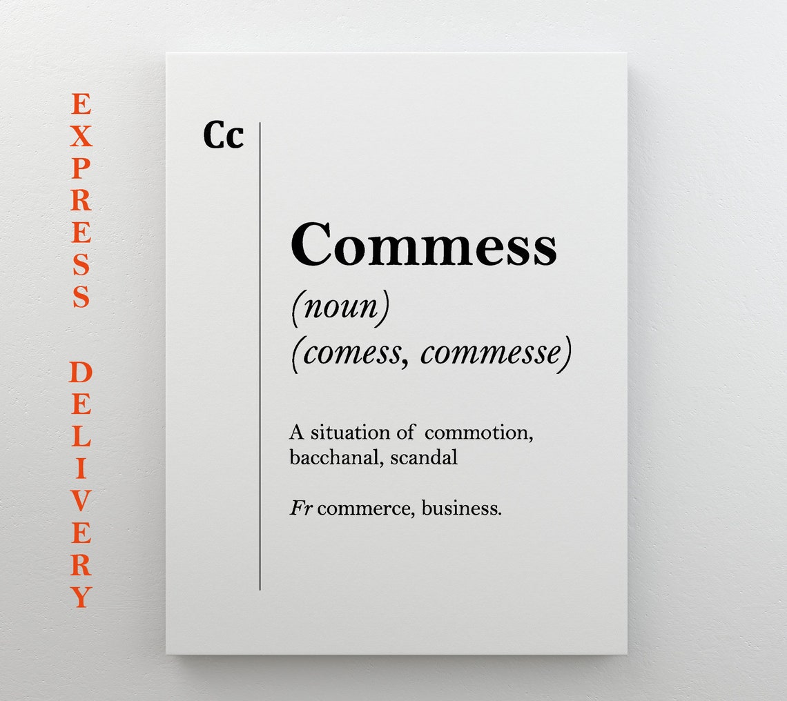 Commess Definition French Dictionary Word Typography Office Wall Art