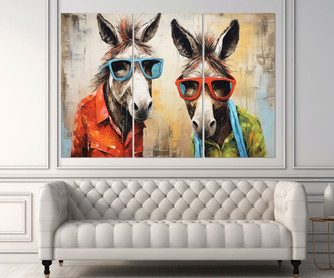 Two Cool Donkeys Wearing Sunglasses And Colorful Shirts Poster - Image 4