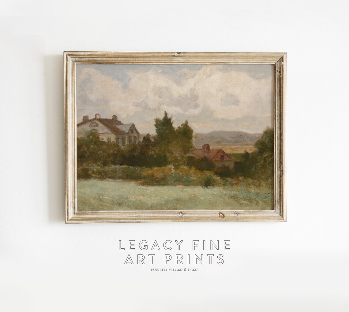 Vintage Countryside Farmhouse Oil Painting Rustic Wall Poster - Image 2